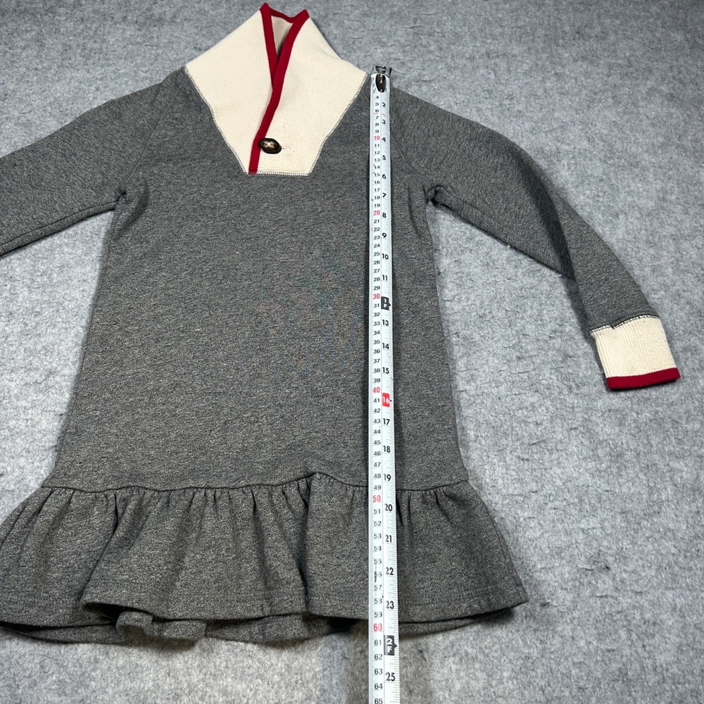 Ralph Lauren dress Girls 6 Gray Shawl Collar Fleece Ruffle Hem Ski Patch Preppy - Picture 8 of 13